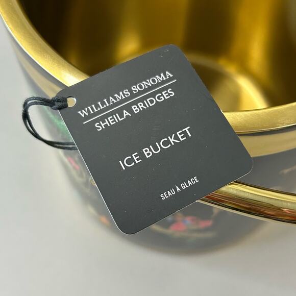 Sheila Bridges x Williams Sonoma Ice Bucket Harlem Toile Double-Wall Black Brass - Picture 6 of 10